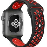 Curea iUni compatibila cu Apple Watch 1/2/3/4/5/6/7, 40mm, Silicon Sport, Negru/Rosu